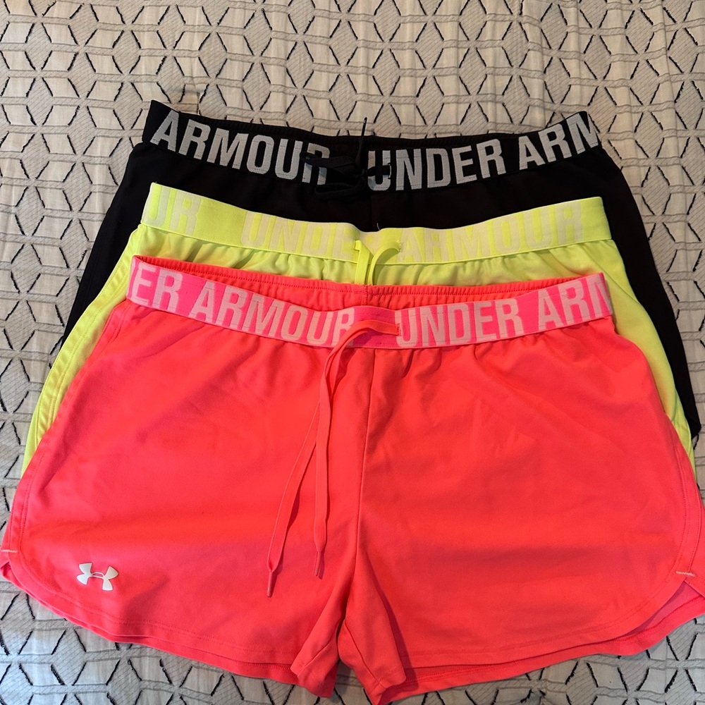 Under Armour Women's Athletic Shorts - Black, Neon Yellow, Pink